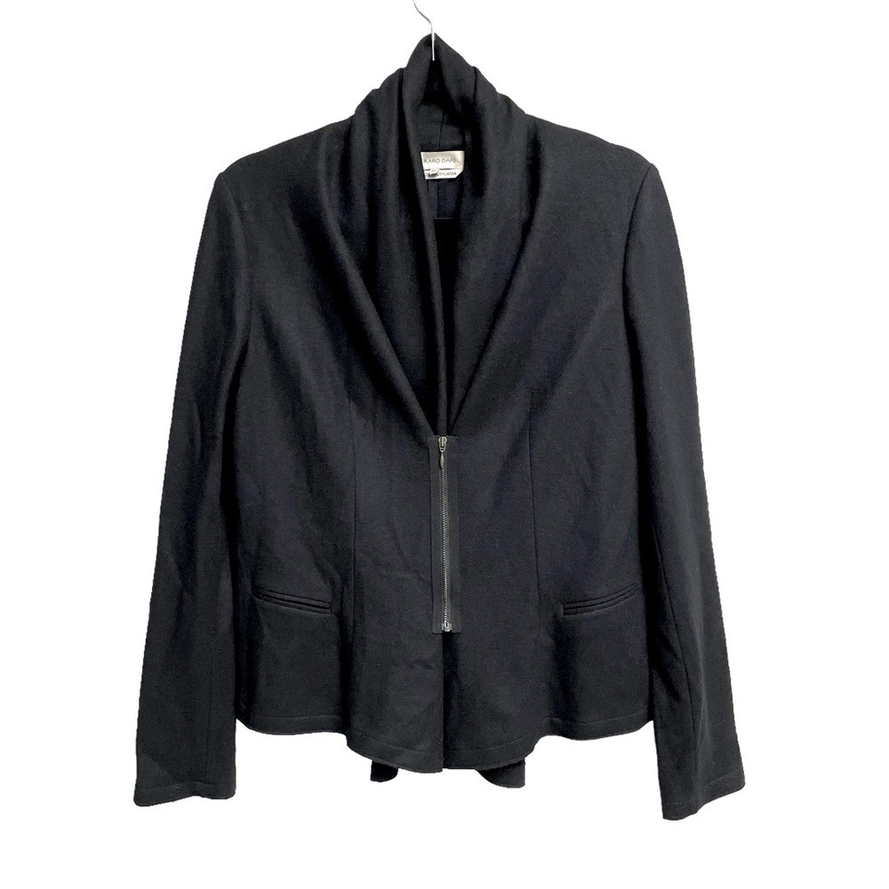 GERARD DAREL Black Wool Zip Front Blazer Jacket 42 EU - Picture 1 of 7